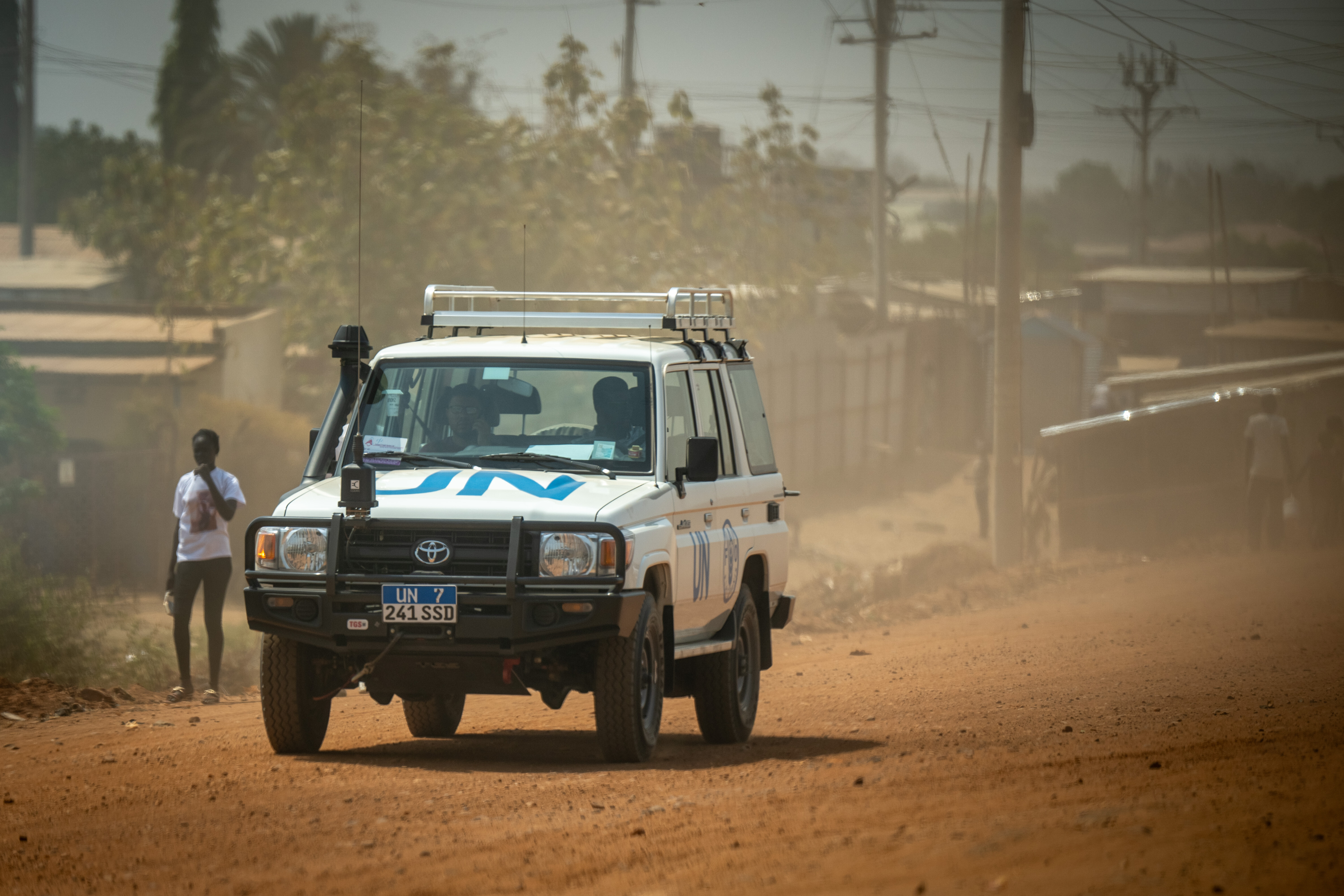 A UNMISS truck on the streets of Juba.